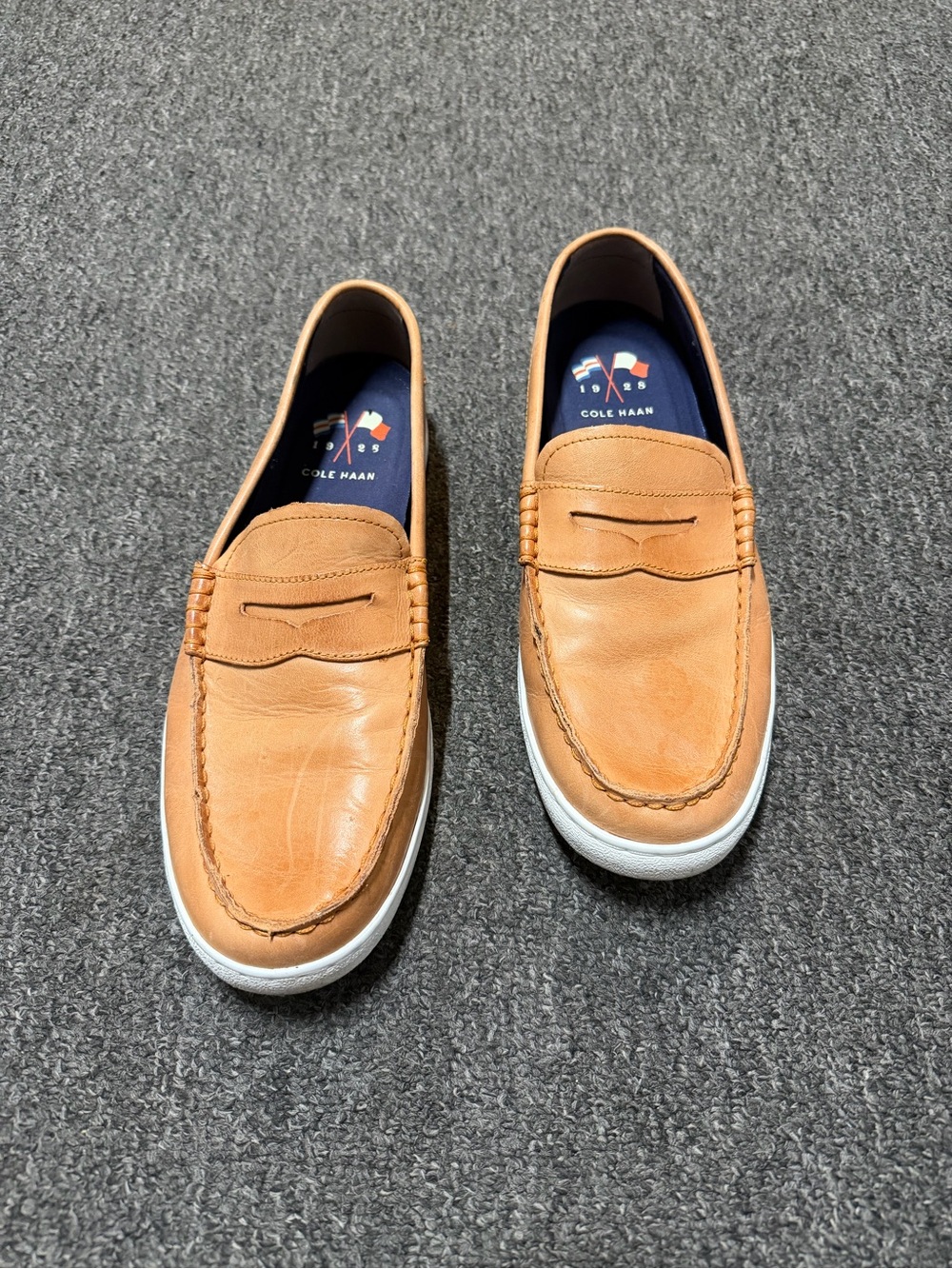 Cole Haan Men's Cognac Leather Penny Slip-Ons